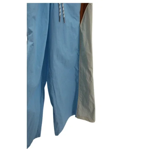 NEW BDG Adrienne Wide Leg Track Pants M Nylon Color Block Blue Tan White - Picture 11 of 11